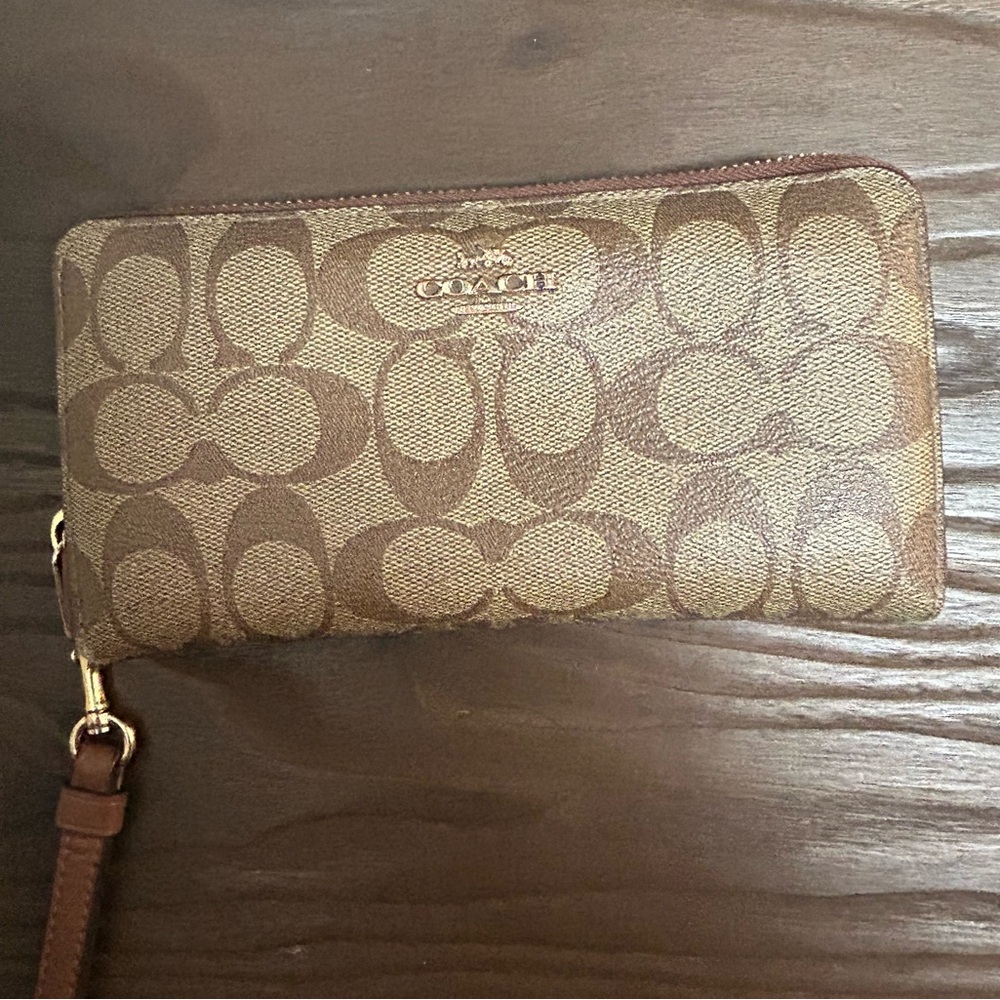 Coach Tan and Brown Wristlet